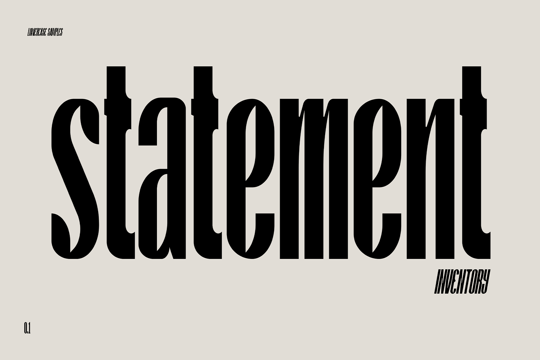 Statement font sample showing tall condensed lettering on light background