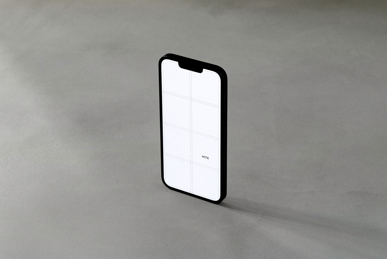Smartphone mockup with blank screen on neutral gray background