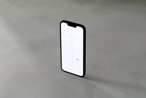 Smartphone mockup with blank screen on neutral gray background