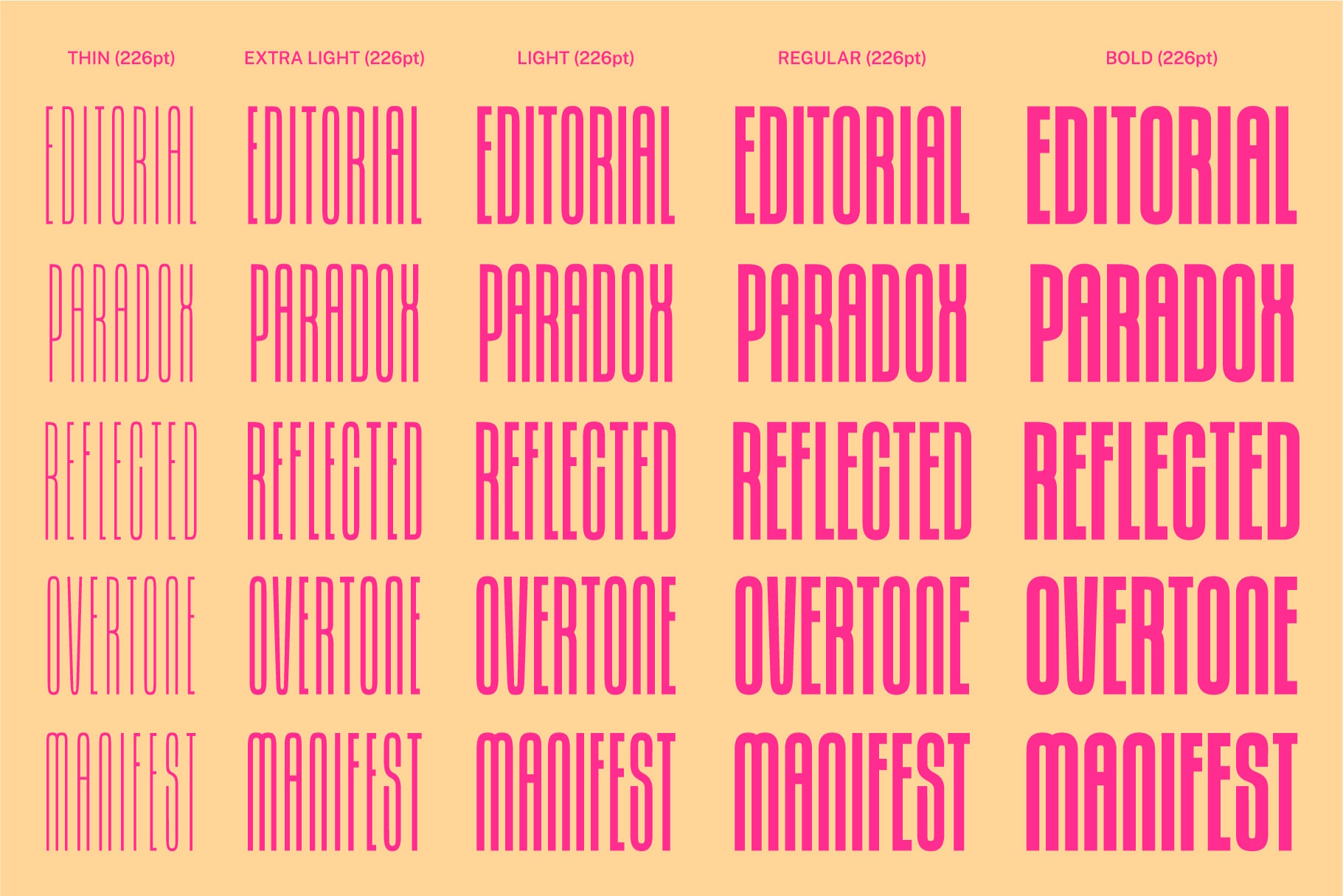Editorial Paradox font displaying full alphabet, numbers, characters on cream background