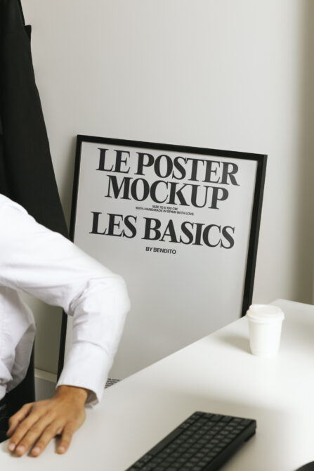 Le Poster Mockup white version featuring Les Basics by Bendito
