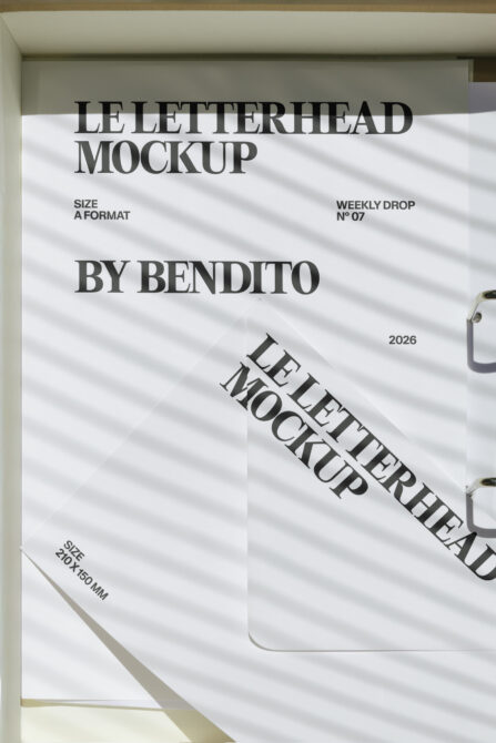 Letterhead mockup on light background with envelope mockup overlay
