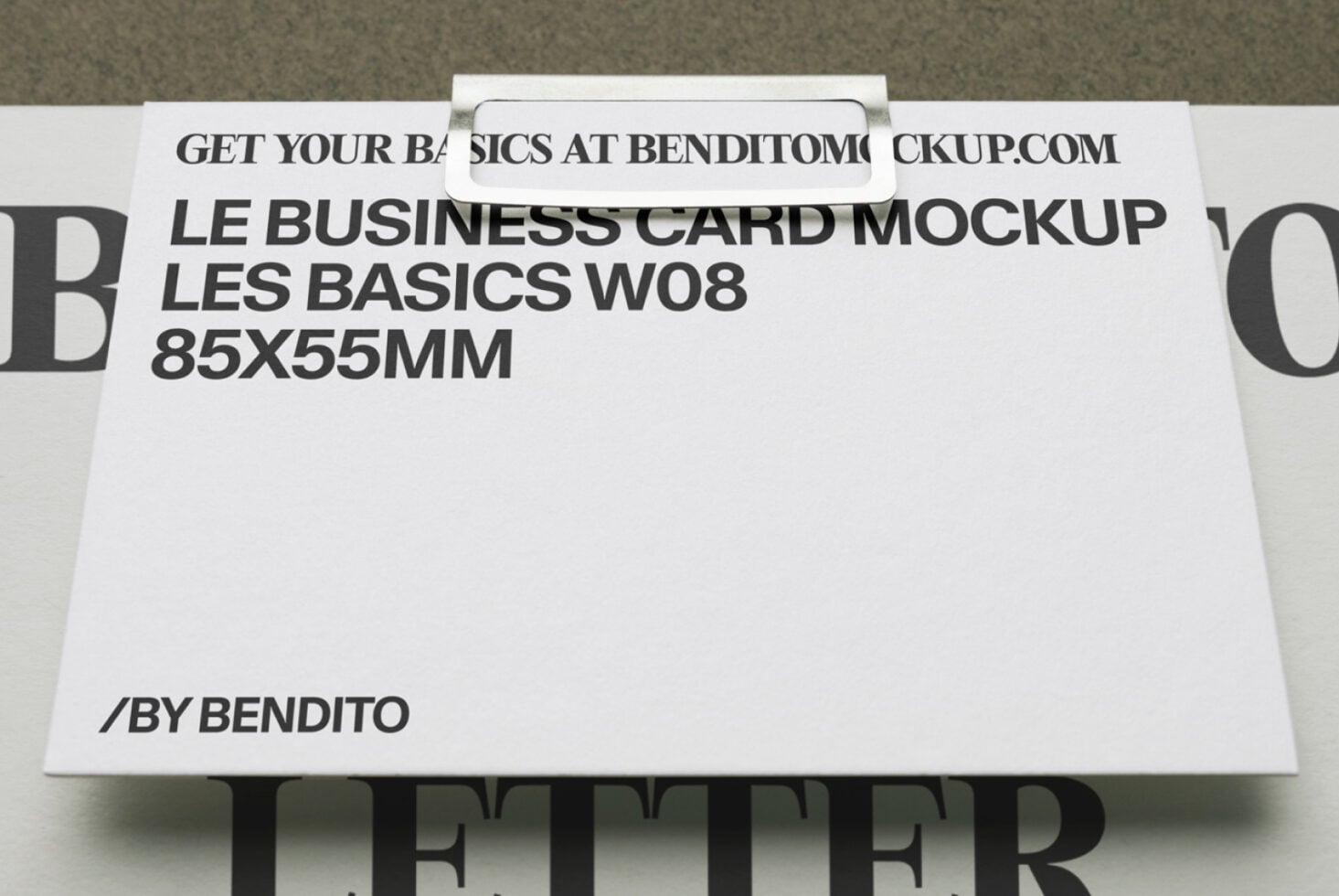 Business card mockup with minimalist layout on white background, 85x55mm