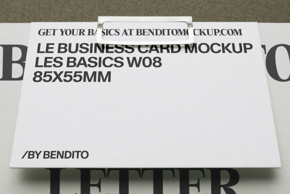 Business card mockup with minimalist layout on white background, 85x55mm
