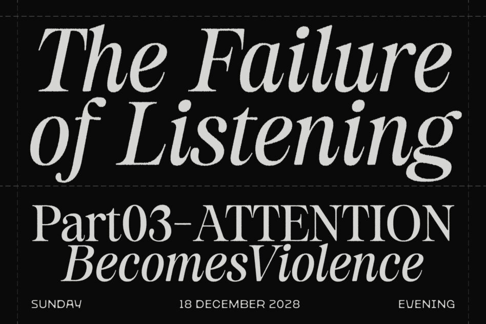 Black book cover with serif italic typography reading failure of listening part 03