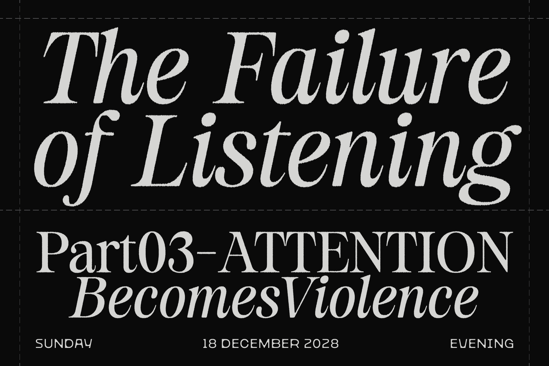 Black book cover with serif italic typography reading failure of listening part 03