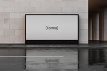 Blank screen mockup with Forma text on minimalist concrete setting