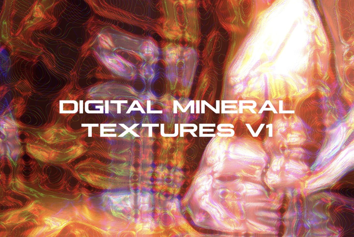 Digital Mineral Textures V1 title on flowing liquid marble background