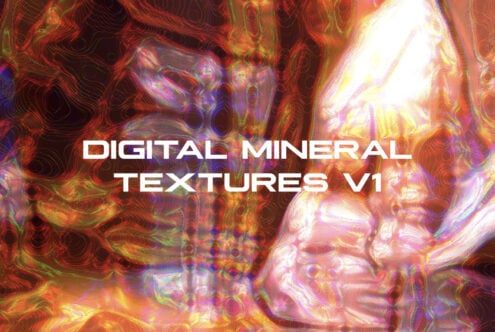 Digital Mineral Textures V1 title on flowing liquid marble background