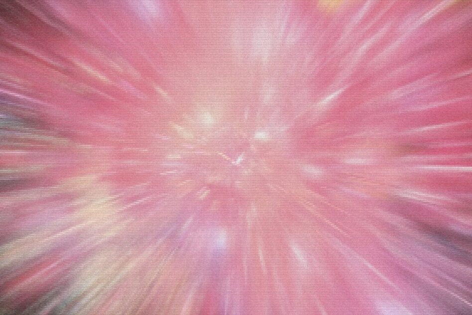 Radial light burst gradient pink fading to cream center with scanlines