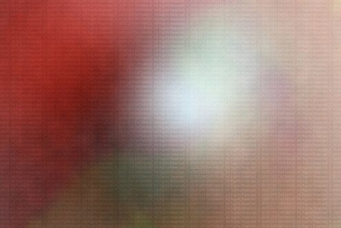 Red fading to cream gradient with text overlay on textured background