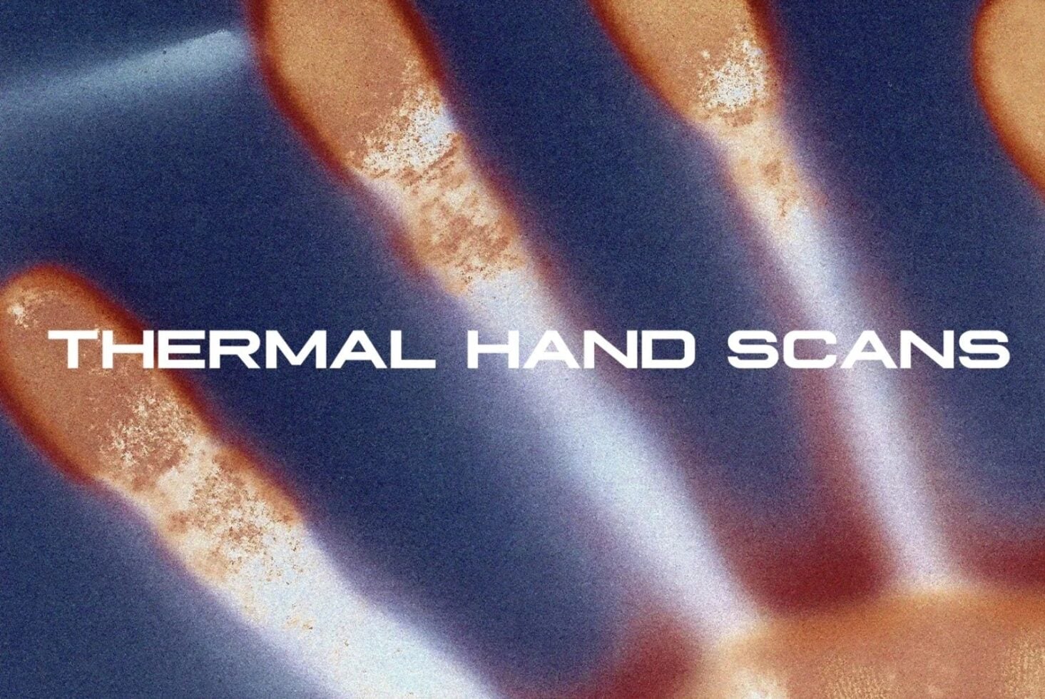 Thermal imaging effect of hand with warm golds cool blues gradient