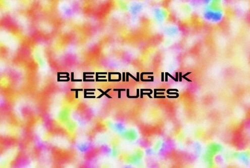Bleeding Ink Textures text overlay on multicolor blur background