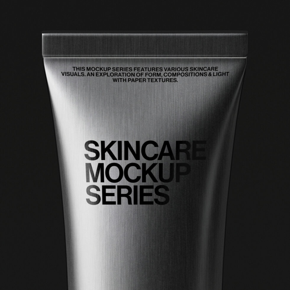 Silver metallic squeeze tube with textured surface design