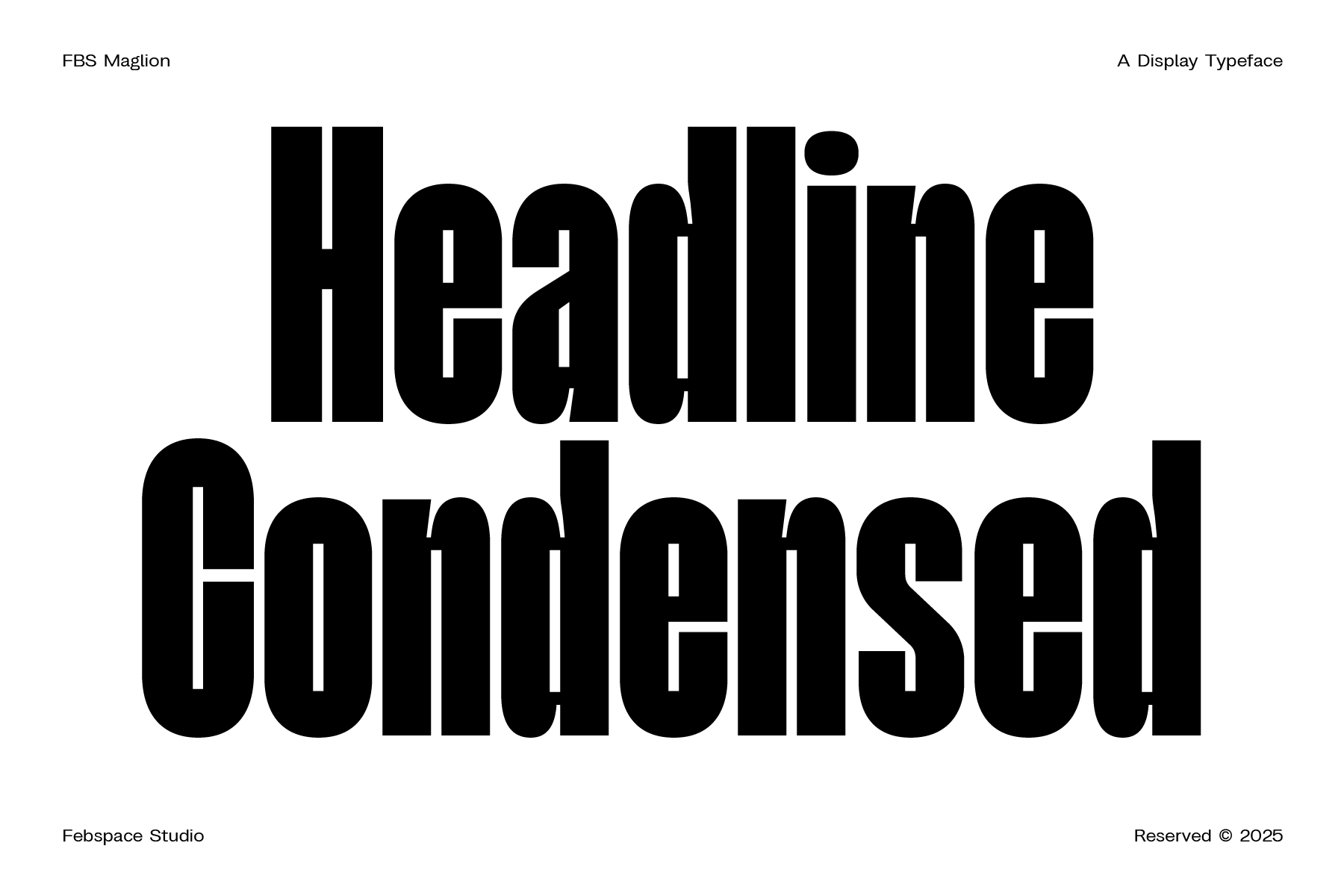 Headline Condensed typeface sample showing black serif letters on white background