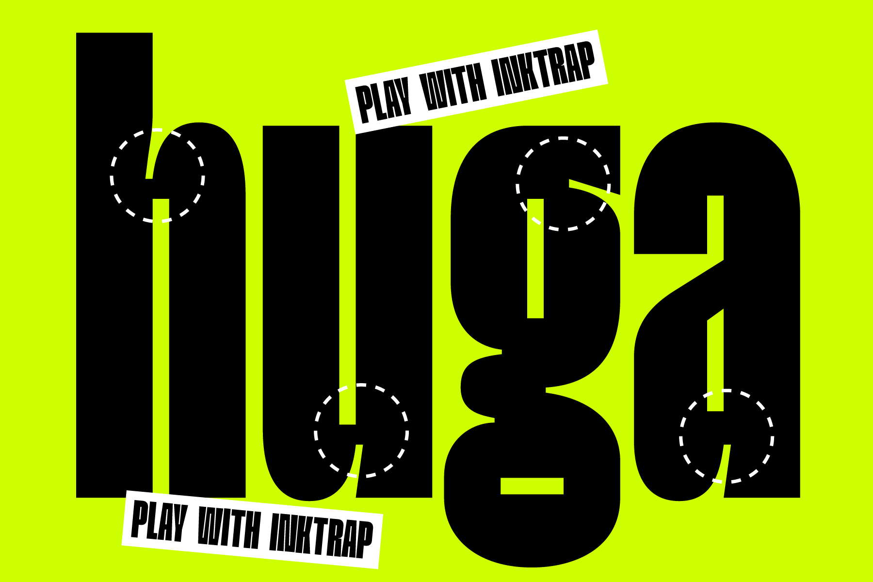 Large black numbers 1139 with dashed circles, neon yellow background, play with inktrap text