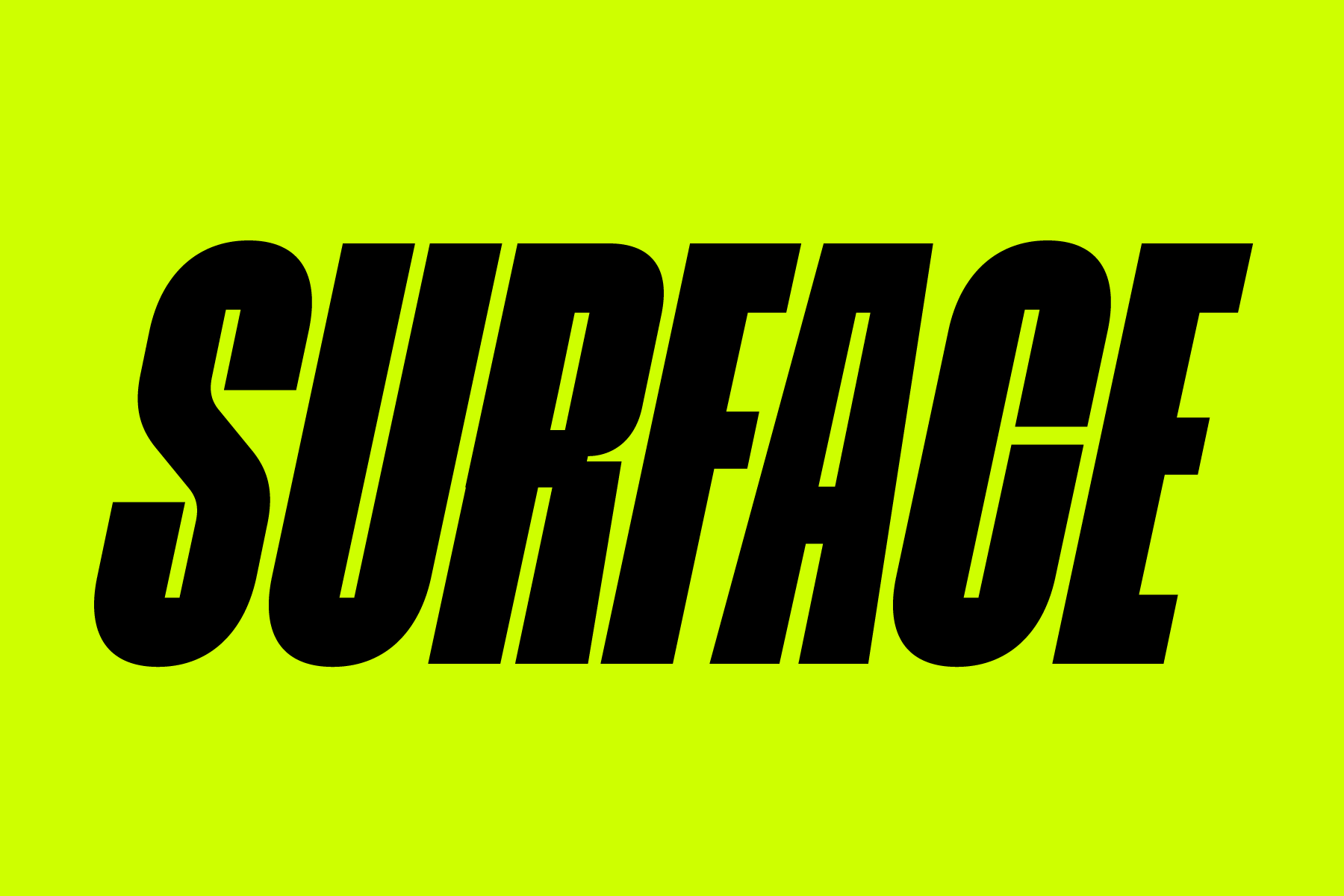 Bold black letters spelling Surfable on bright neon yellow background
