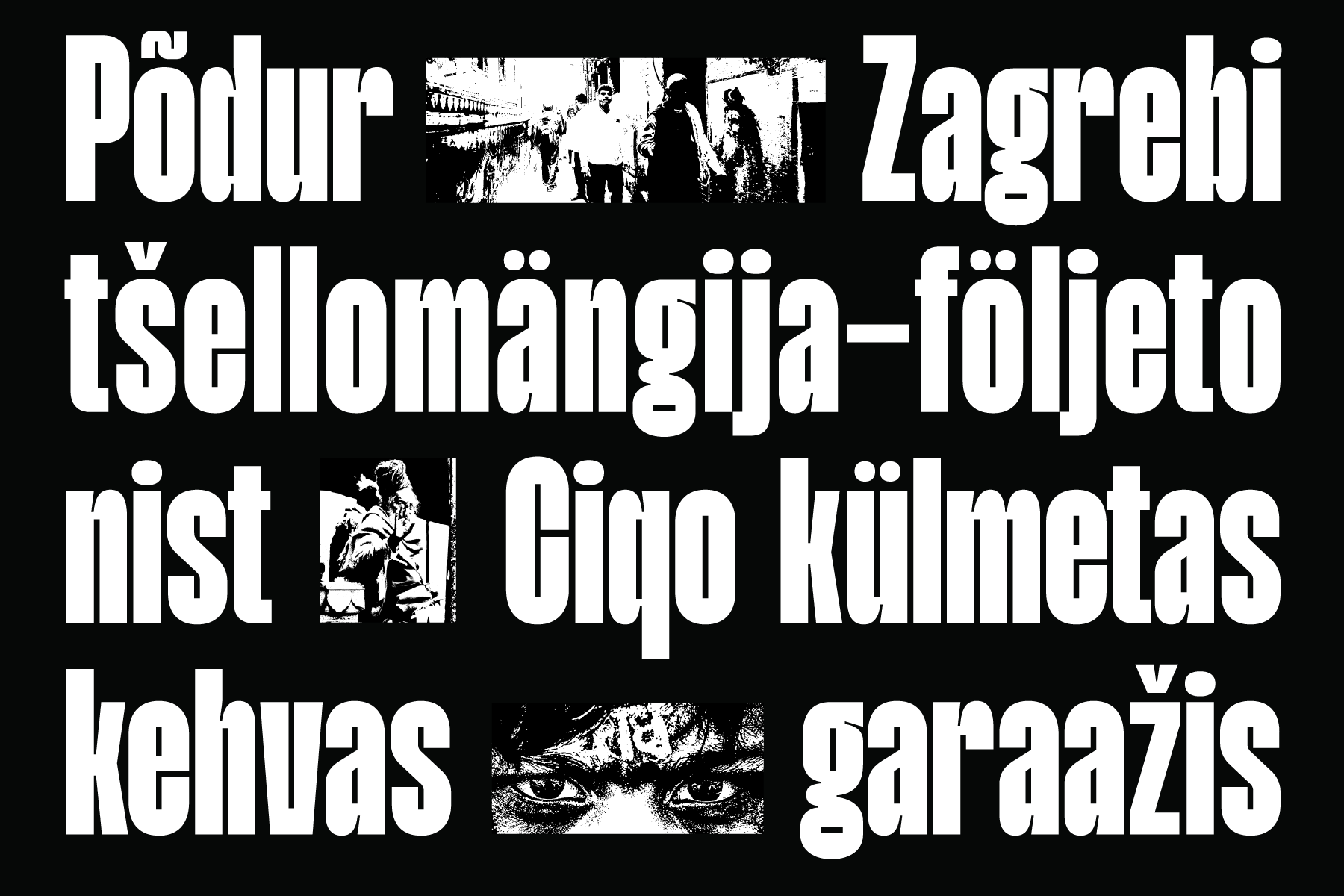 White text mixed with grainy photographs about Zagreb, Giqa Kulmetas, Gigo kehuas garaazis