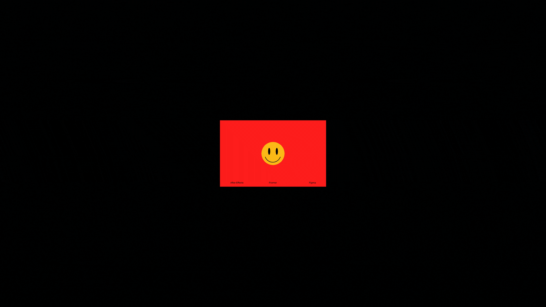 Red design template featuring a smiling yellow face. Perfect for use in After Effects, Framer, and Figma projects. Ideal for graphic designers.