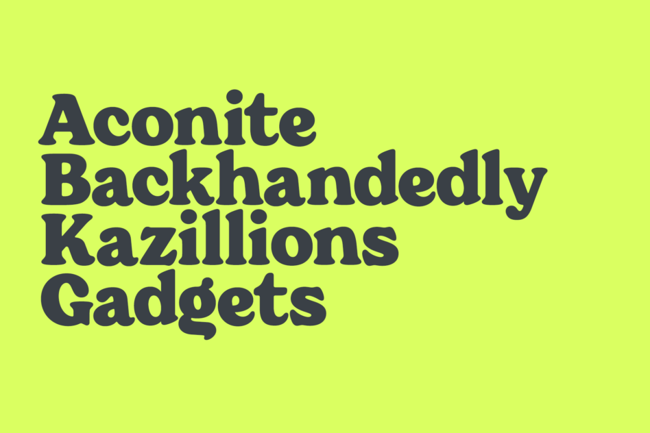 Bold display font specimen with yellow text on lime green background