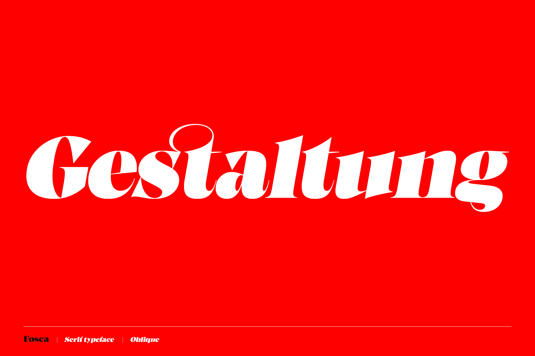 Gestaltung serif typeface in white on bright red background