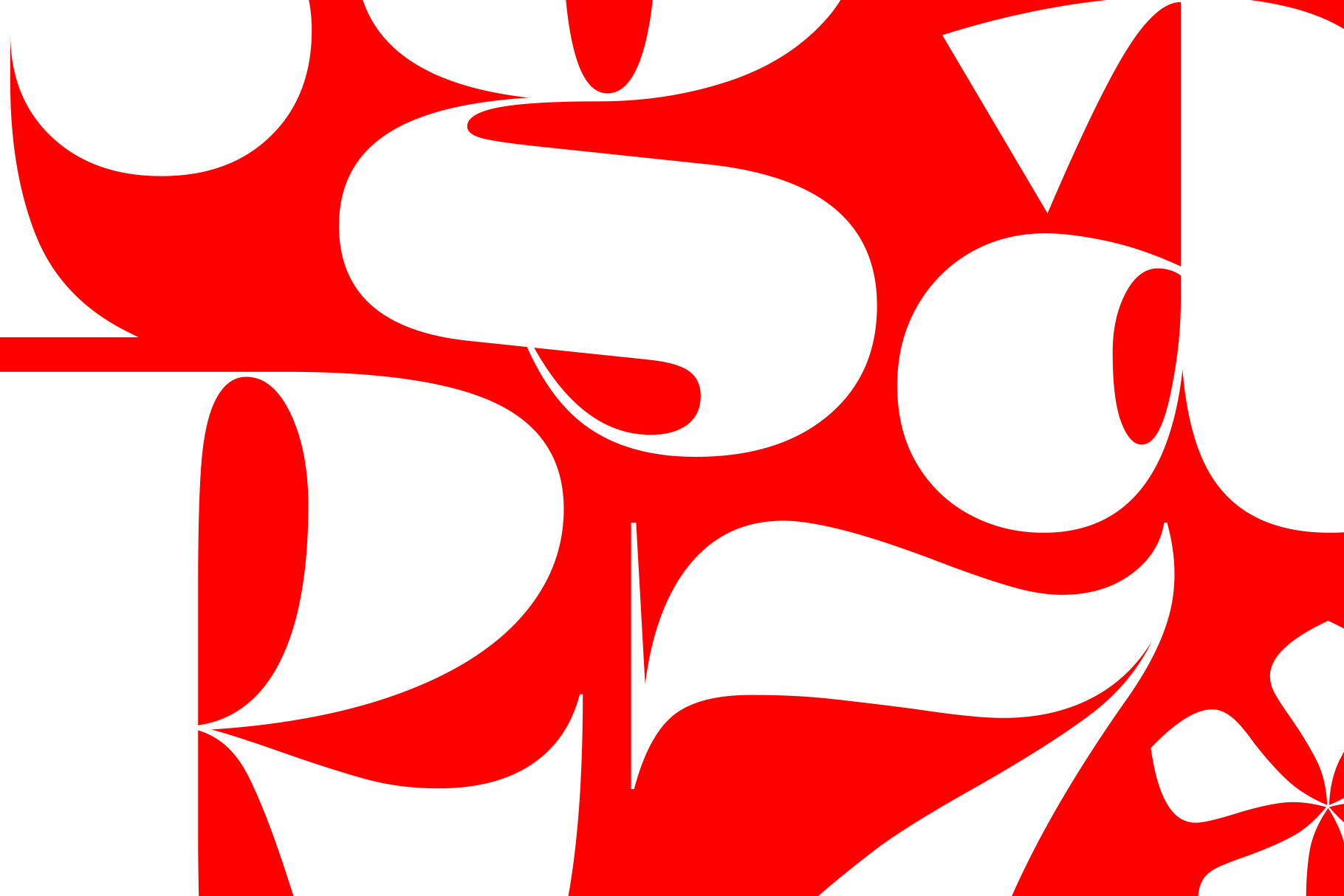 Bold red organic shapes with flowing curves on white background