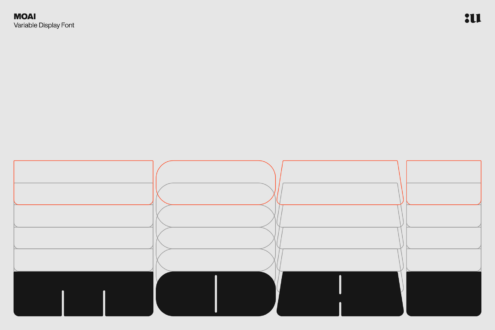 MOAI variable display font weight variations showing multiple rounded rectangle shapes