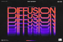 Neon orange text stacked repeatedly with blue glow effect on black grainy background