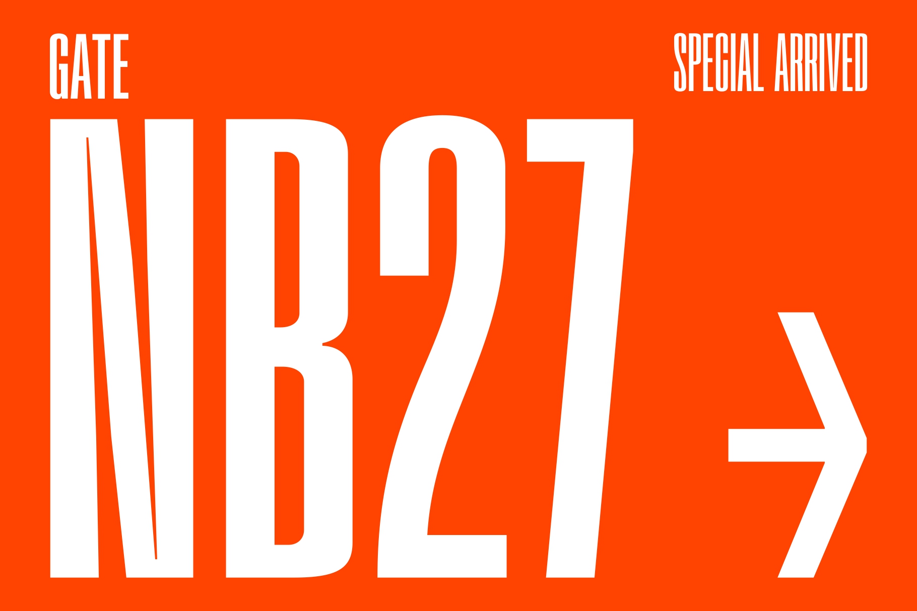 White text 'Gate WD91 Special Arrived' on bright orange background
