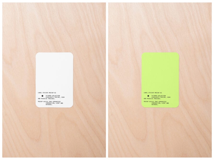 White plus neon yellow rounded square stickers on light wood surface comparison