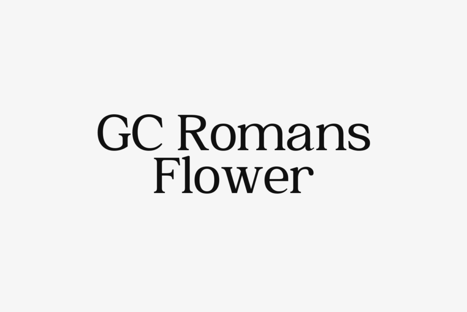 GC Romans Flower serif font shown in black text on light beige
