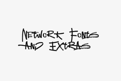 Hand-drawn sketch text reading Network Fonts on white background with loose marker strokes