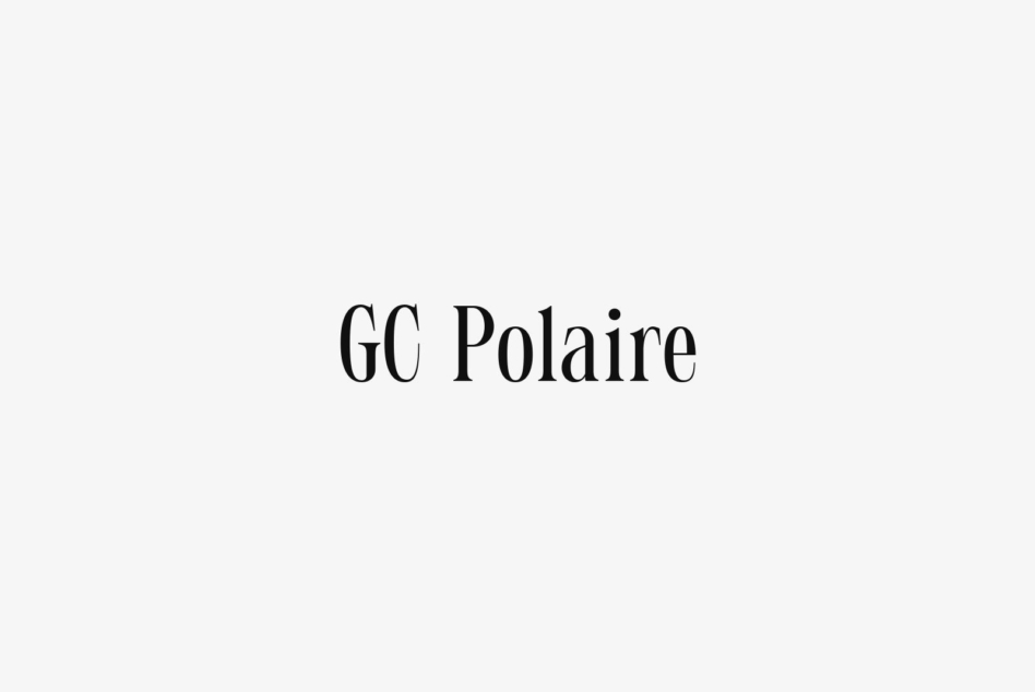 GC Polaire serif typeface displayed in centered black text