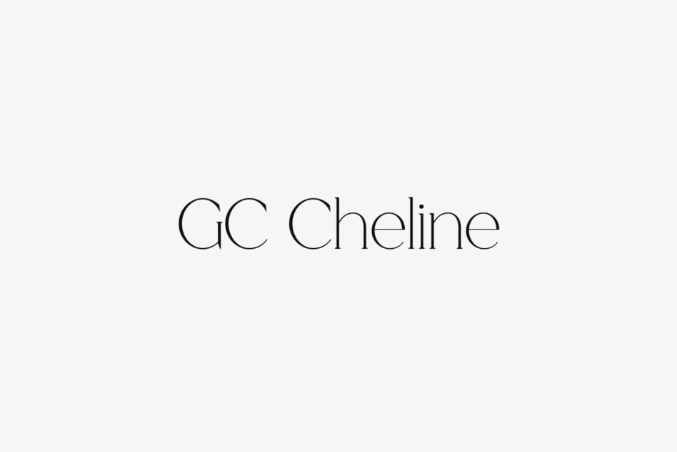 GC Cheline typeface sample on clean beige background