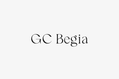 GC Begia serif typeface displayed in elegant thin letterforms