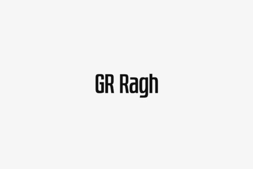 GR Ragh typeface in bold black letters on light background