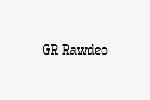 GR Rawdeo typeface name displayed in neutral serif font on white