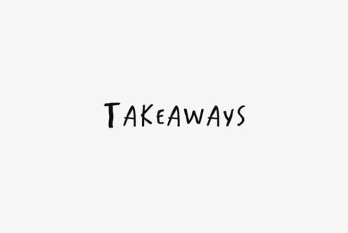 Word Takeaways in raw handwritten style on light cream background