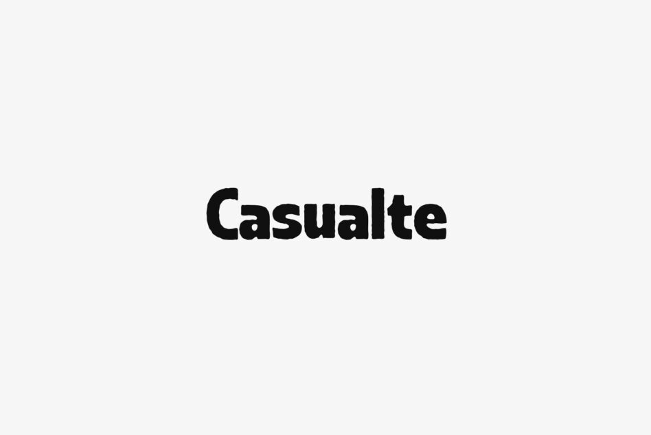 Casualte bold sans serif typeface displayed on light gray background