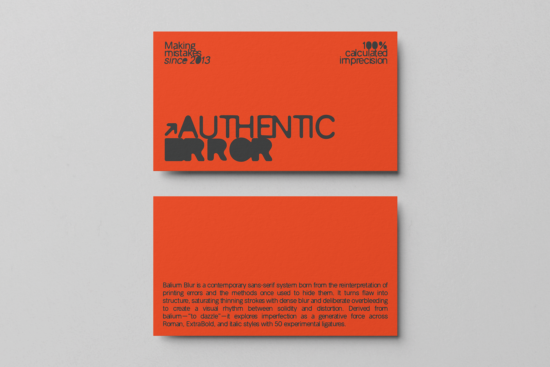 Balium Blur branding mockup cards showing authentic error messaging in red