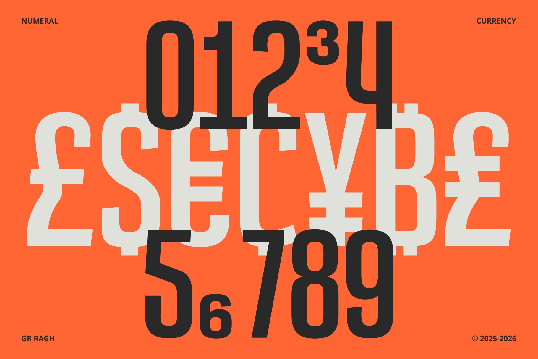 Bold sans-serif numbers mixed in white on bright orange background with pound symbol