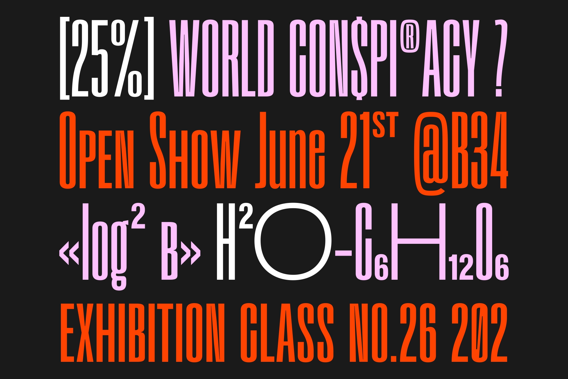 Mixed pink orange white text with math formulas on dark background