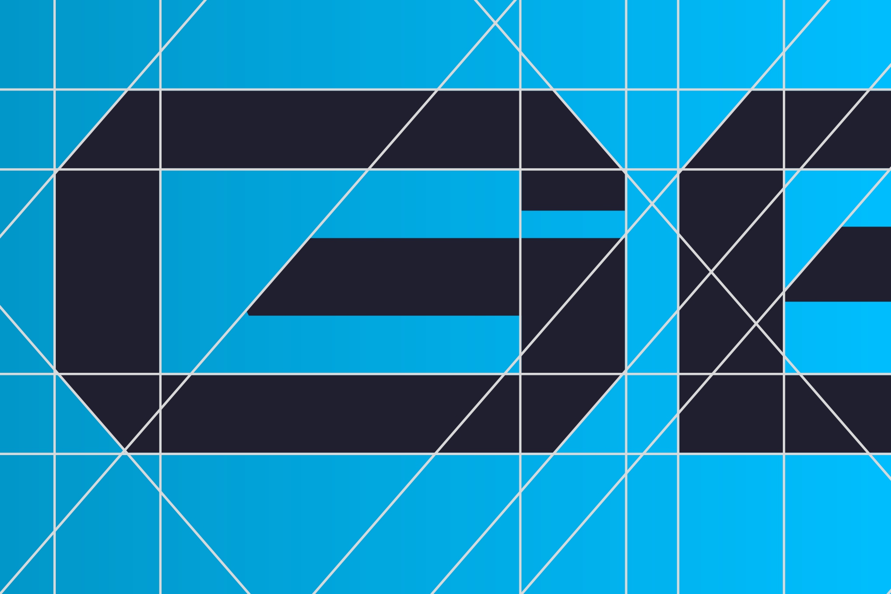 Blue cyan geometric pattern with cut shapes, minimal tech design