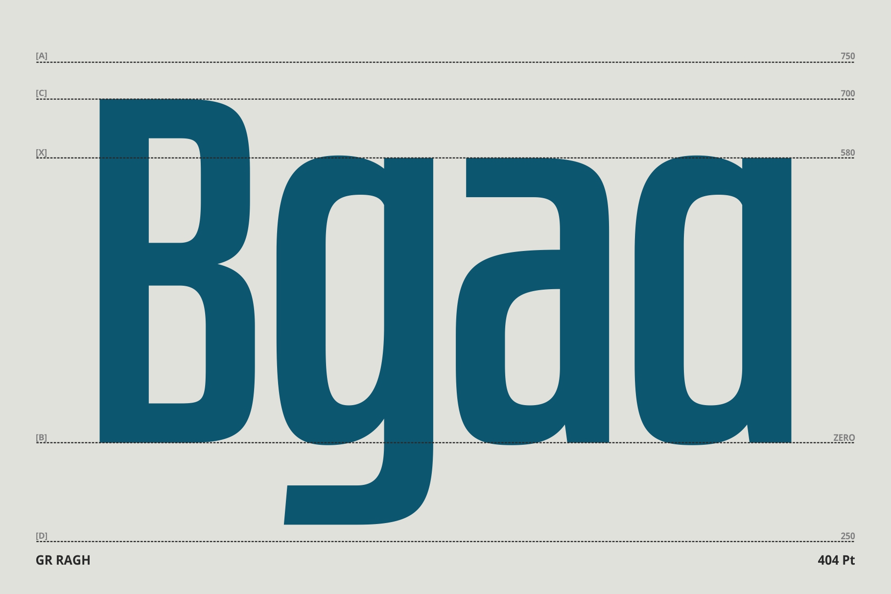 Large teal sans-serif typeface spelling out 3640 with measurement guides