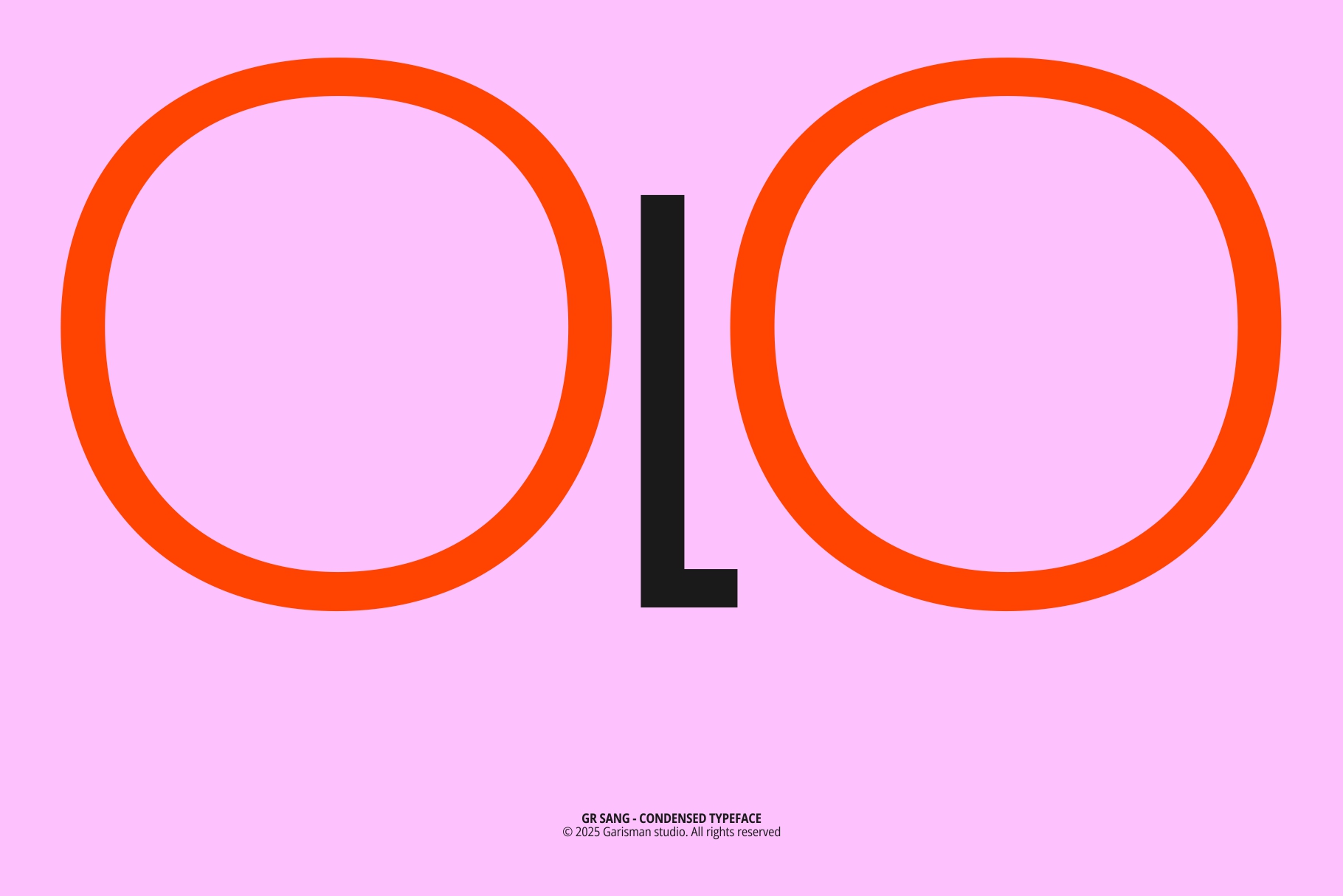 Two orange circle outlines with black vertical line between on pink