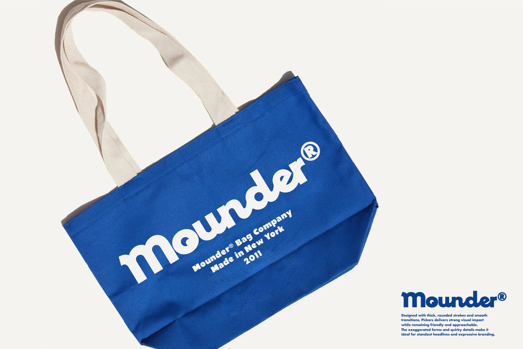 Mounder blue tote bag with cream canvas handles from New York 2011