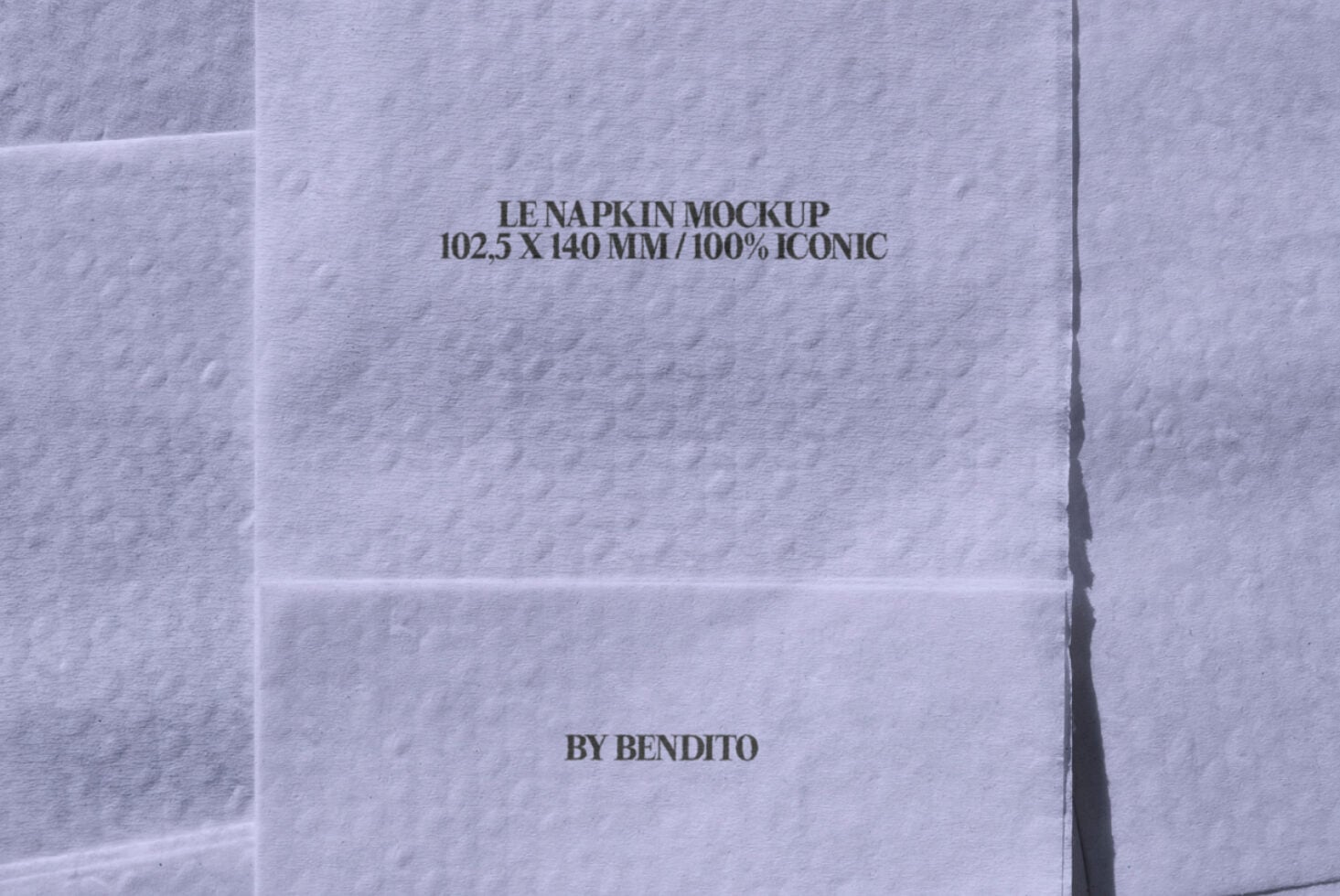 Single lavender napkin mockup showing printed text details on textured stock