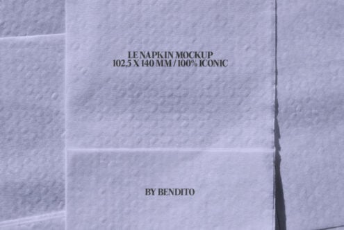 Single lavender napkin mockup showing printed text details on textured stock