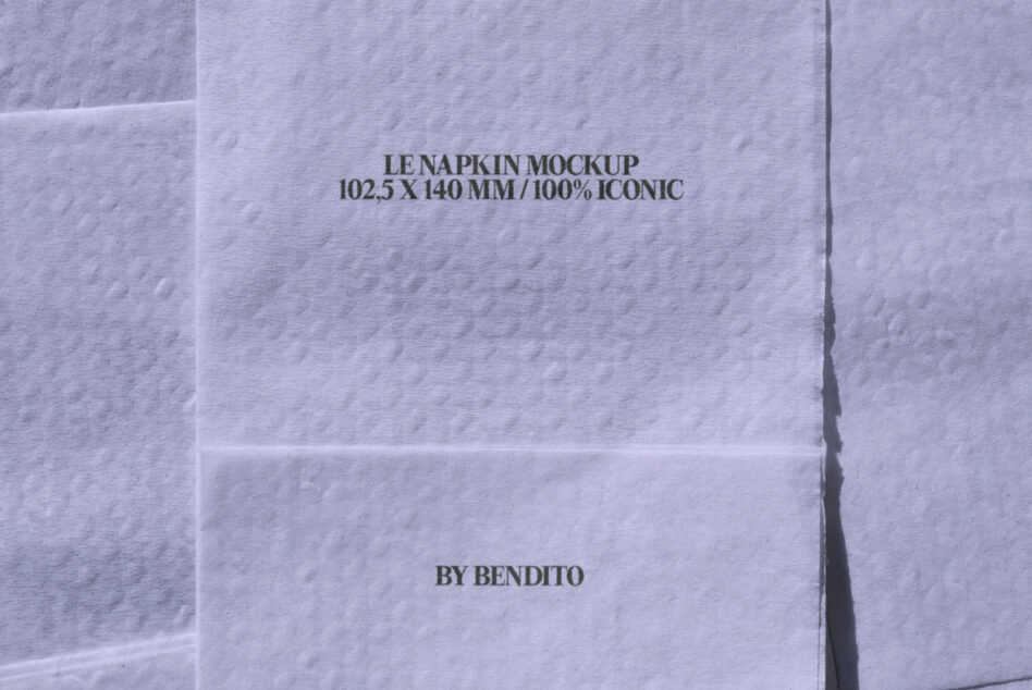 Single lavender napkin mockup showing printed text details on textured stock