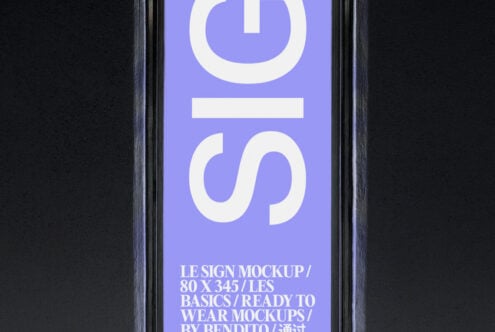 Lavender phone screen mockup with large power symbol, blank space, quotation marks